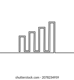 growth graph icon continuous line drawing, bar chart one line, business single line art, vector illustration