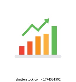 Icono del gráfico de crecimiento aislado en fondo blanco. Ilustración vectorial