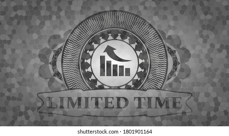 Wachstumskulpturensymbol und begrenzter Zeittext graues Farbsteinmaueremblem. Rock exquisiter Hintergrund. Vektorgrafik. 