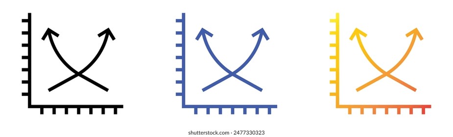 growth graph icon. Linear, Blue Fill and Gradient Style Design Isolated On White Background