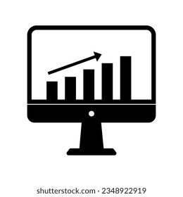 Icono del gráfico de crecimiento en la pantalla del ordenador.