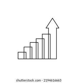 Growth graph icon outline, arrow up flat design, bar chart sign symbol, illustration vector of business growth