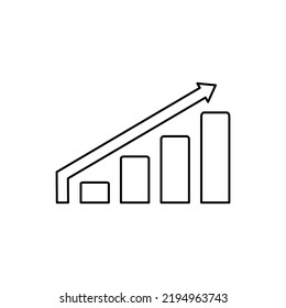 Growth graph icon outline, arrow up flat design, bar chart sign symbol, business process, illustration vector