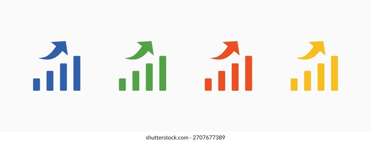 Growth Graph Icon Set Color Multiple Style Collection Element For Design