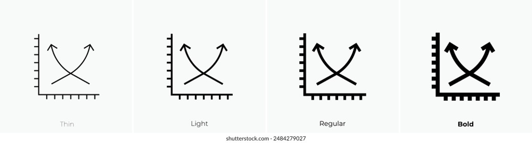 growth graph icon. Thin, Light Regular And Bold style design isolated on white background