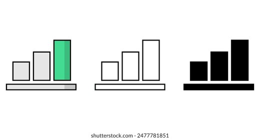 Growth graph icons set. Bar chart diagram symbol isolated background. silhouette icon, vector illustration.