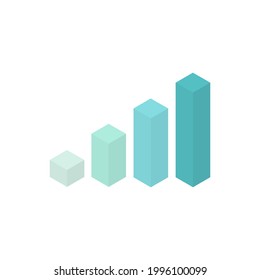 Growth graph isometric chart. Blue square business infographic element for reports and presentations. Statistics information. Vector isolated on white
