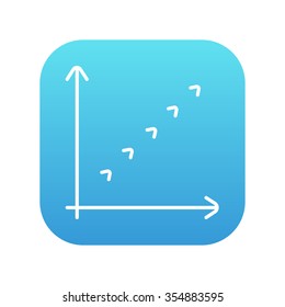 Wachstumsdiagramm-Symbol für Web-, Mobil- und Infografiken. Vektorweißes Symbol auf dem blauen Farbverlauf-Quadrat mit abgerundeten Ecken einzeln auf weißem Hintergrund.