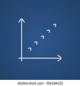 Growth graph line icon for web, mobile and infographics. Vector light blue icon isolated on blue background.