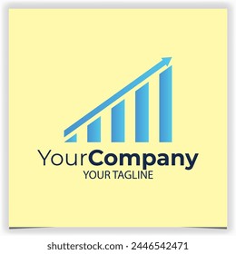 Growth graph logo in blue colour logo design template