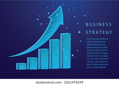 growth graph low poly style design blue geometric business strategy concept