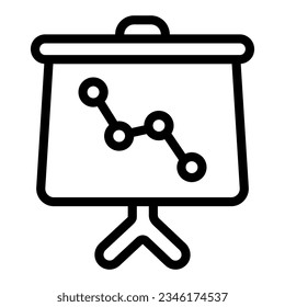 Growth graph on presentation board with stand line icon, analytic concept, whiteboard vector sign on white background, outline style icon mobile concept web design. Vector graphics.