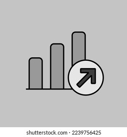 Growth graph outline grayscale icon. Finances sign. Graph symbol for your web site design, logo, app, UI. Vector illustration, EPS10.