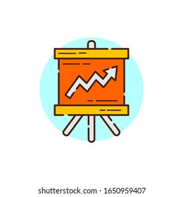 growth graph presentation icon for start up theme with line design style