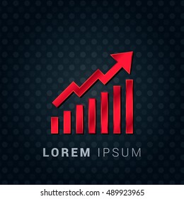Growth Graph Red chromium precious metallic 3D Icon / Logo Design
