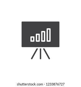 Growth graph statistics vector icon. filled flat sign for mobile concept and web design. Business Growing Chart Presentation simple solid icon. Symbol, logo illustration. Pixel perfect vector graphics