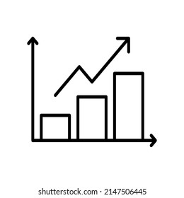 Growth graph thin line icon on white background - Vector illustration