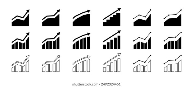 Growth Graph Vector for Finance, Economic and Business report, Static Infographic, Isolate Graph, Flow