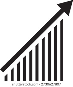 Gráfico de crecimiento hacia arriba ícono de Vector, gráfico financiero con flecha hacia arriba, creciente gráfico de barras archivo de Vector eps