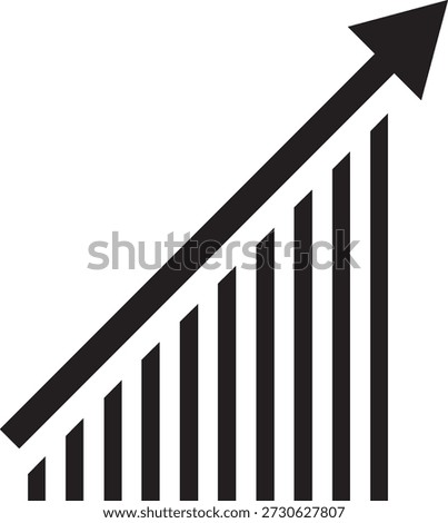 Growth graph up vector icon, financial chart with upward arrow, growing bar graph eps vector file