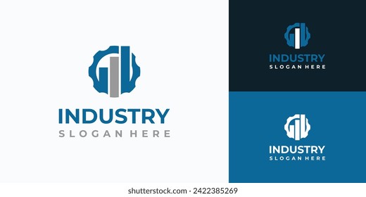 Growth graph vector logo design with industrial gears.