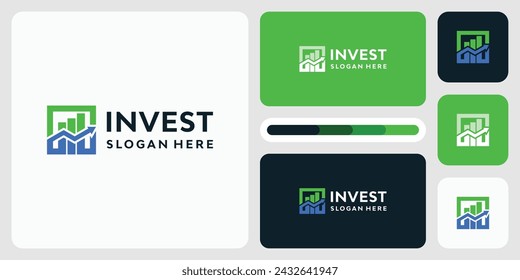 Growth graph vector logo design with statistics arrow.