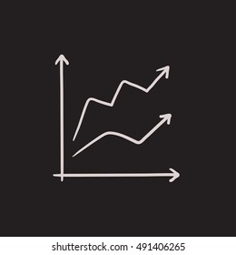 Growth graph vector sketch icon isolated on background. Hand drawn Growth graph icon. Growth graph sketch icon for infographic, website or app.