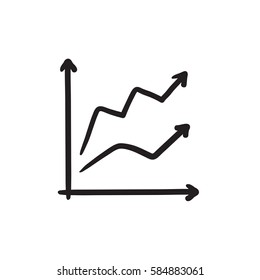 Growth graph vector sketch icon isolated on background. Hand drawn Growth graph icon. Growth graph sketch icon for infographic, website or app.