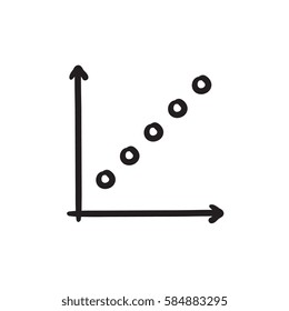 Icono de esbozo del vector del gráfico de crecimiento aislado en segundo plano. Icono gráfico de crecimiento dibujado a mano. Icono de esbozo del gráfico de crecimiento para infografía, sitio web o aplicación.