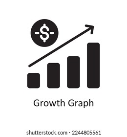 Growth Graph Vector Solid Icon Design illustration. Business And Data Management Symbol on White background EPS 10 File