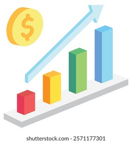 Growth graphic bar diagram 3d isometric, Vector EPS 10 for print, digital UI, UX kit, web and app development for business, finance, economy, education, infographic, technology, security and more.