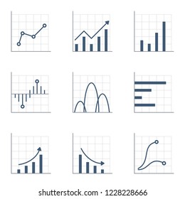 Growth Graphic Chart Diagram icon set. Growing Graph business vector concept isolated on white.