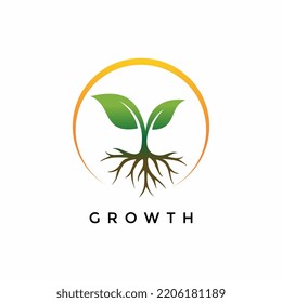 growth green root leaf vector illustration