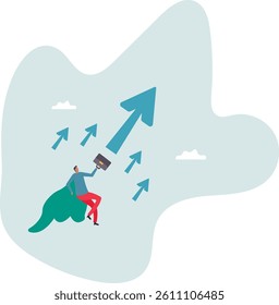 Growth or growing business forward to success, effort to drive growth or career success, economic or work performance rising up,character for design.
