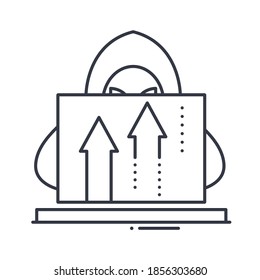Growth hacking icon, linear isolated illustration, thin line vector, web design sign, outline concept symbol with editable stroke on white background.