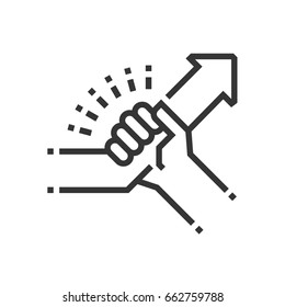 Growth hacking icon, part of the square icon set. The illustration is a vector, editable stroke, thirty-two by thirty-two matrix grid, pixel perfect file. Crafted with precision.