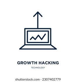 growth hacking icon from technology collection. Thin linear growth hacking, business, growth outline icon isolated on white background. Line vector growth hacking sign, symbol for web and mobile