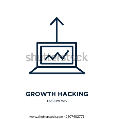 growth hacking icon from technology collection. Thin linear growth hacking, business, growth outline icon isolated on white background. Line vector growth hacking sign, symbol for web and mobile