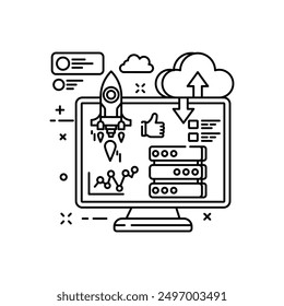 Growth Hacking Outline Icon, Vector illustration