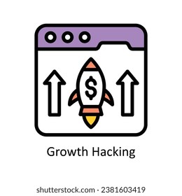 Ilustración de diseño de contorno llenado de vector de hackeo de crecimiento. Símbolo del archivo EPS 10 de fondo blanco 