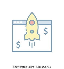 Growth Hacking Vektorillustration Illustration. Das mit Internet und Digital Marketing Outline gefüllte Symbol.