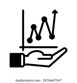 growth and hand icon outline black style. Business and finance icons