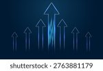 Growth is highlighted through these sleek, neon arrows that point up toward future technology breakthroughs. and with Multiple arrows pointing up serve as an abstract representation of market Growth and technology innovation