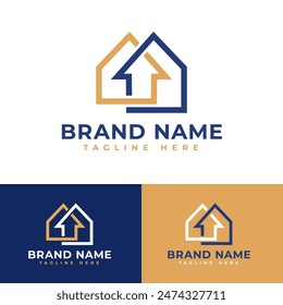Growth home up arrow symbol icon flat logo stock vector design