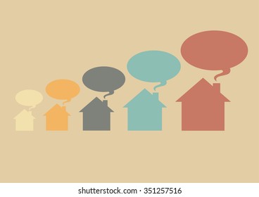 Growth of home sizes diagram. Vector Illustration Concept