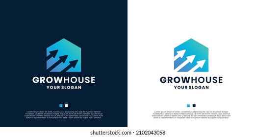 growth house business logo design with gradient color