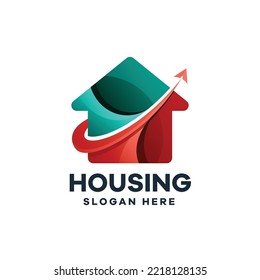 Diseño de iconos de logotipo de degradado de la casa de crecimiento