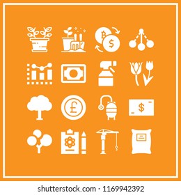 growth icon. 16 growth vector set. biogas, money, seed and analytics icons for web and design about growth theme
