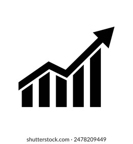 Growth icon. Growth arrow icon, business infographic icon, vector growth symbol. Growth icon isolated on white background. Vector illustration.