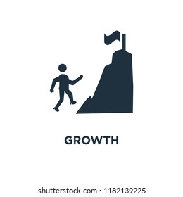 Growth icon. Black filled vector illustration. Growth symbol on white background. Can be used in web and mobile.